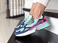 Женские мятно-фиолетовые кроссовки Adidas Falcon Mint Адидас Фалкон Минт