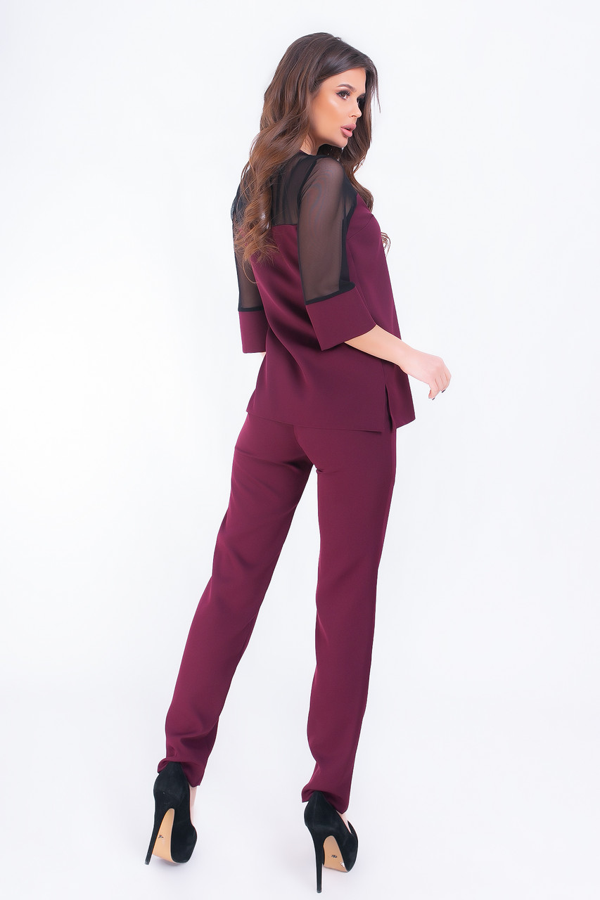 Жіночий костюм арт. 153 батал бордовий, фото 1