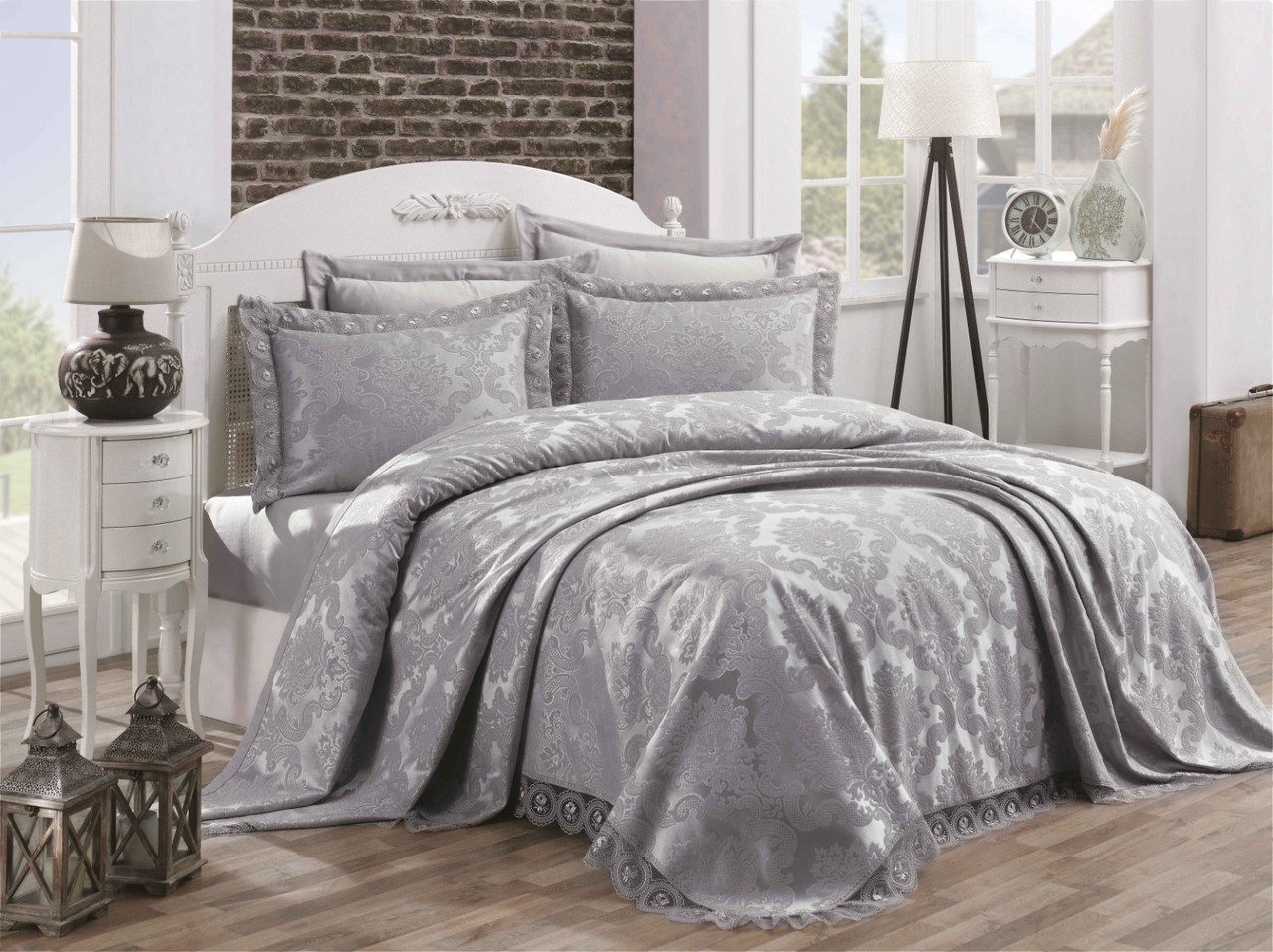 Жаккардное покривало Gardine'Diana s Сірий, фото 1