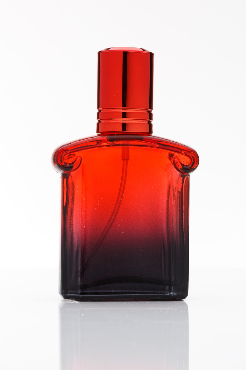 Червоний флакон для парфумерії марсель 20 мл із металевим спреєм сріблястим, фото 1