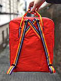 Рюкзак Fjallraven Kanken classic 16L Канкен класик 16 л Red Rainbow з райдужними ручками, фото 4