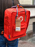 Рюкзак Fjallraven Kanken classic 16L Канкен класик 16 л Red Rainbow з райдужними ручками, фото 6
