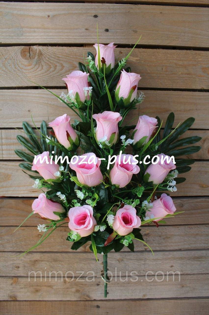 Искусственные цветы - Поминальный букет "Роза, гипсофила", 65 см - фото 4 - id-p882706275