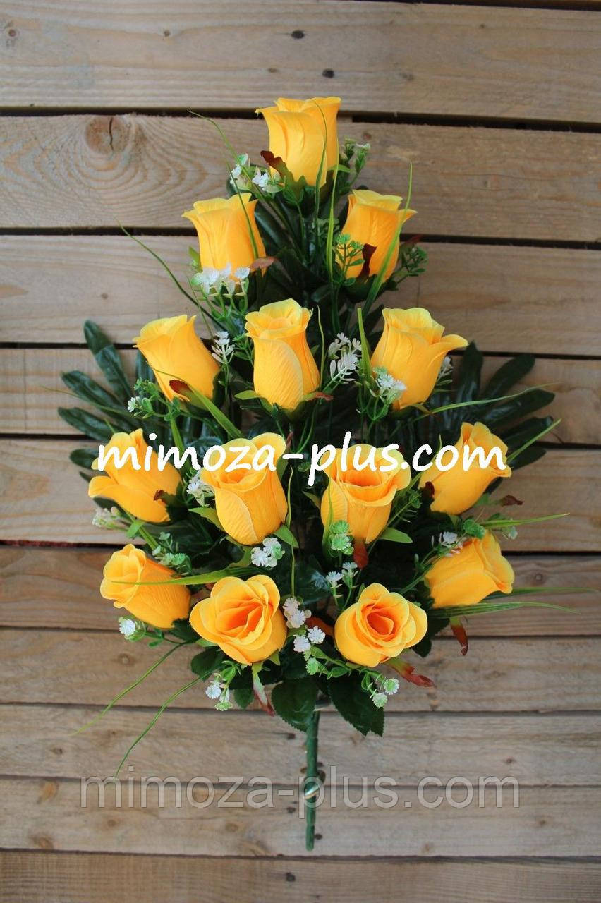 Искусственные цветы - Поминальный букет "Роза, гипсофила", 65 см - фото 5 - id-p882706275