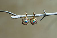 Сережки жіночі з медичного золота, з кристалом Swarovski, Xuping