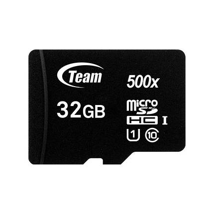 Картка пам'яті MicroSDHC 32GB UHS-I Class 10 Team Black + SD Adapter (TUSDH32GCL10U03), фото 2