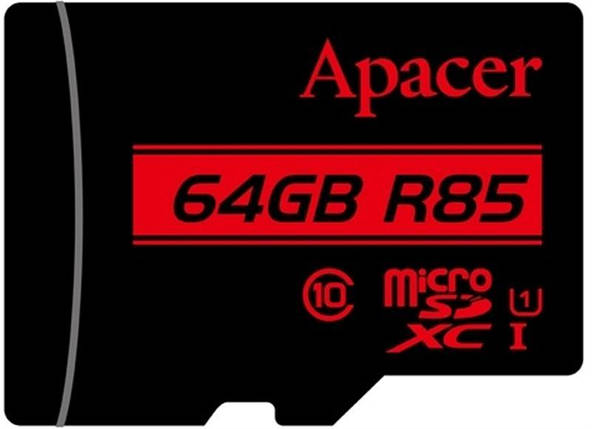 Картка пам'яті MicroSDXC 64GB UHS-I Class 10 Apacer + SD Adapter (AP64GMCSX10U5-R), фото 3