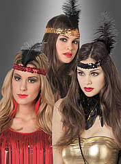 Пов'язки на голову з пером із паєтками