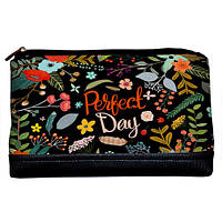 Косметичка дорожная женская Lovely Perfect day на черном фоне 26x15x8 см