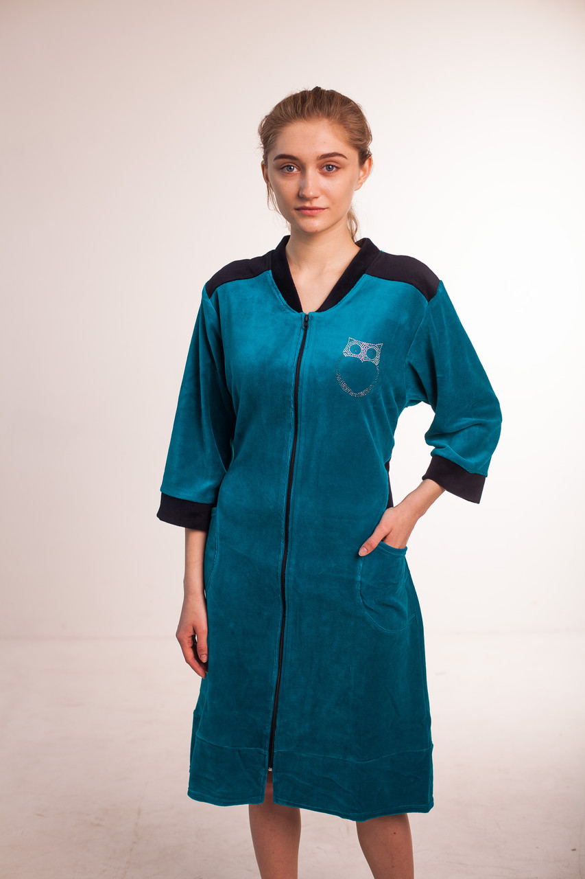 Женский велюровый халат на замке, Сова (ID#1181692034), цена: 400 ...