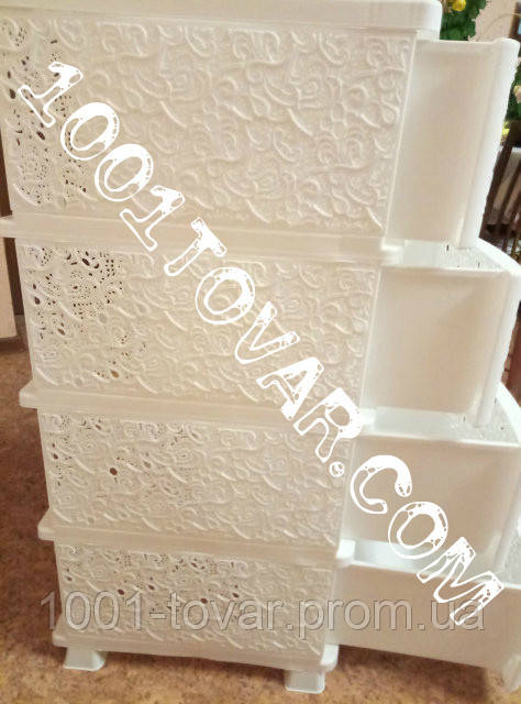 Комод пластиковый Ажур белый с закрытыми стенками, на 4 ящика. Efe (Эфе) Украина - фото 2 - id-p1181738493