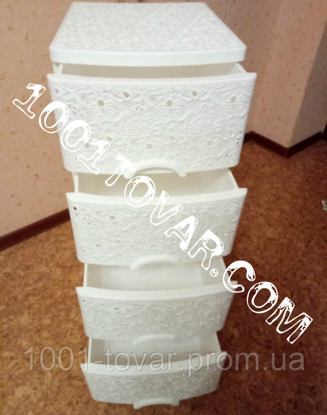 Комод пластиковый Ажур белый с закрытыми стенками, на 4 ящика. Efe (Эфе) Украина - фото 3 - id-p1181738493