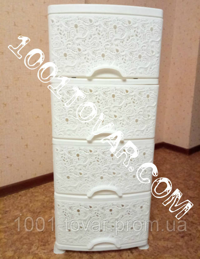 Комод пластиковый Ажур белый с закрытыми стенками, на 4 ящика. Efe (Эфе) Украина - фото 4 - id-p1181738493