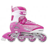 Детские раздвижные ролики, роликовые коньки светящиеся колеса Maraton Soft розовый