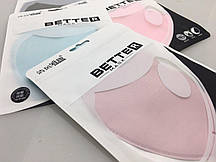 Захисна тканинна багаторазова маска для обличчя "Better" антибактеріальна, (блакитна, рожева, чорна, бежева)