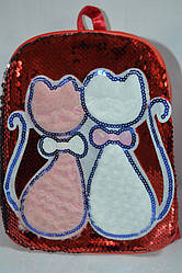 Рюкзак детск. с пайетками Кошечки экокожа SM-10