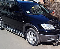 Пороги боковые (подножки-трубы с накладками) Mitsubishi Outlander 2001-2007 (Ø60)