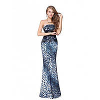 РОЗПРОДАЖ! Вечірнє плаття синього кольору з леопардовим принтом   | Puls69