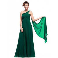 РОЗПРОДАЖ! Зелене вчернее плаття на одне плече   | Puls69