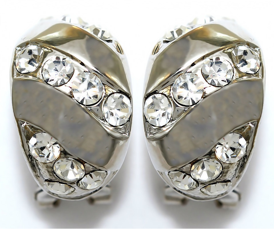 Сережки Neoglory з італійською застібкою. Родій. Камені: циркон. Довжина: 2 см Ширина: 13 мм