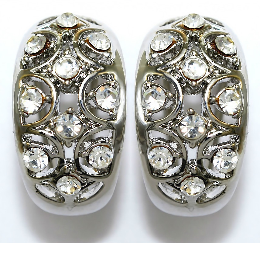 Сережки Neoglory з італійською застібкою. Родій. Камені: циркон. Довжина: 2.2 см Ширина: 12 мм