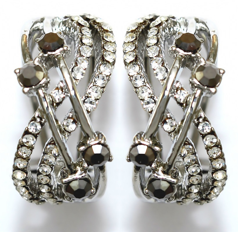 Сережки Neoglory з італійською застібкою. Родій. Камені: циркон. Довжина: 2.1 см Ширина: 10 мм