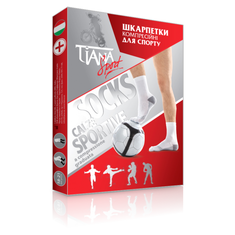 Шкарпетки компресійні для спорту антиварикозні, компресія 1 клас - Tiana Тип 755 (білі), фото 1
