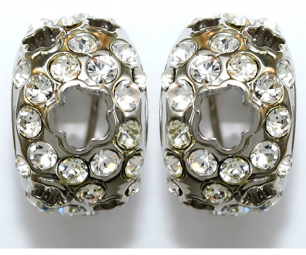 Сережки Neoglory з італійською застібкою. Родій. Камені: циркон. Довжина: 2.2 см Ширина: 14 мм