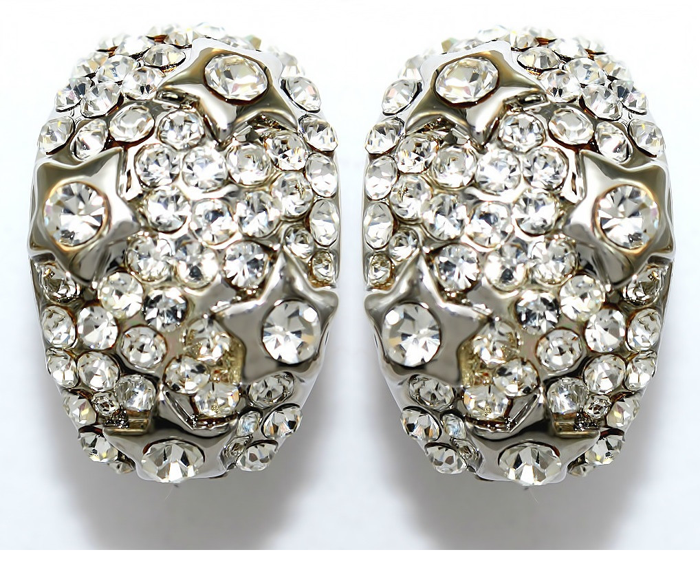 Сережки Neoglory з італійською застібкою. Родій. Камені: циркон. Довжина: 2.1 см. Ширина: 14 мм