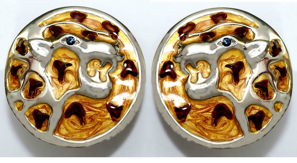 Сережки Neoglory з італійською застібкою. Родій. Камені: синій циркон. Діаметр: 28 мм.