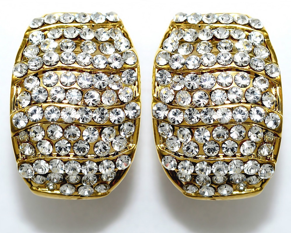 Сережки Neoglory з італійською застібкою. Позолота. Камені: білий циркон. Довжина: 2.1 см. Ширина: 14 мм.