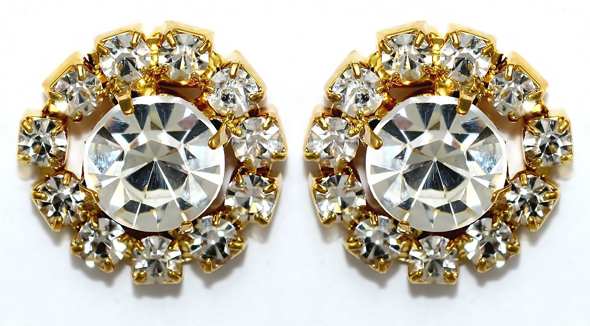 Сережки-гвоздики Neoglory. Позолота. Камені: білий циркон. Діаметр: 16 мм.