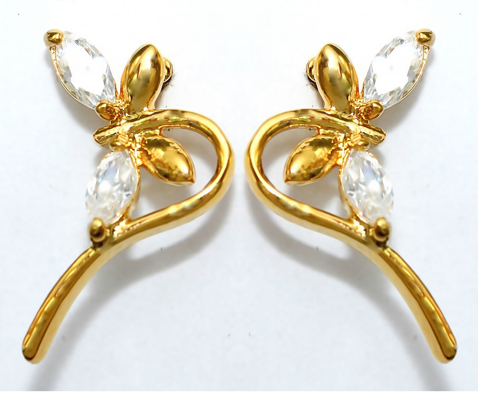 Сережки-гвоздики Neoglory. Позолота. Камені: білий циркон. Довжина: 1.8 см Ширина: 10 мм