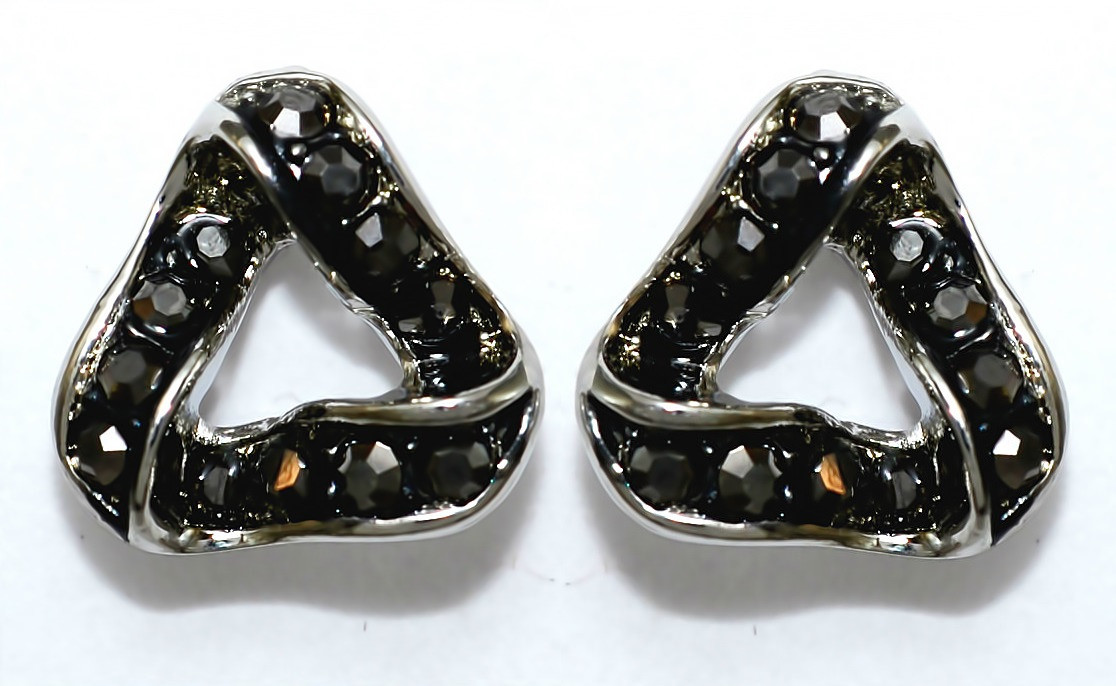 Сережки-гвоздики Neoglory. Родій. Камені: гематит. Діаметр: 9 мм.