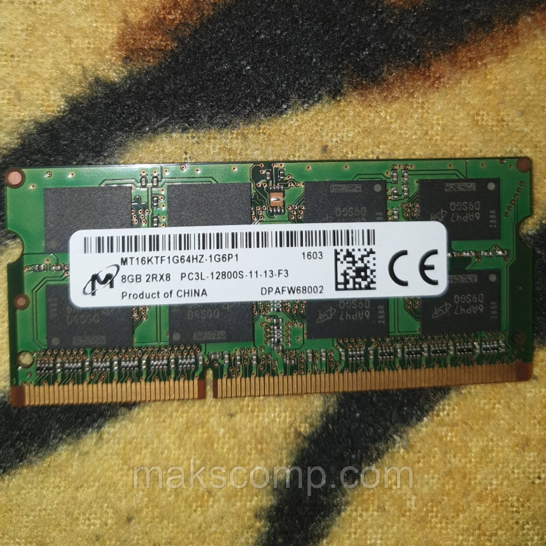 Пам'ять Micron 8Gb PC3L-12800S DDR3-1600 So Dimm 1.35 v/1.5 v (MT16KTF1G6HZ-1G6P1)