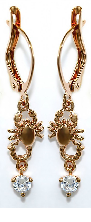 Сережки Neoglory. Позолота ЧВ. Камені: білий циркон. Довжина: 3.4 см. Ширина: 8 мм.