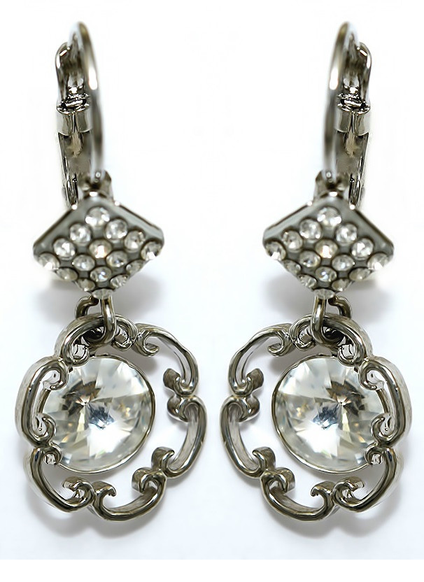 Сережки Neoglory. Родій. Камені: білий циркон. Довжина: 3.5 см. Ширина: 14 мм.