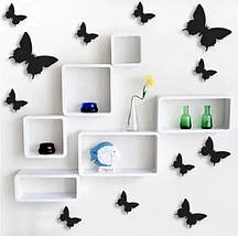 Об'ємні 3D метелики для декору чорні однотонні (на скотчі), фото 2