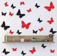 Об'ємні 3D метелики для декору чорні однотонні (на скотчі), фото 4