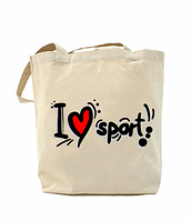 Еко-сумка, шоппер з принтом повсякденна Я люблю спорт