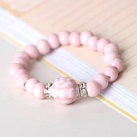 Летний женский браслет с керамическими бусинами «Розовая Нежность» (розовый)