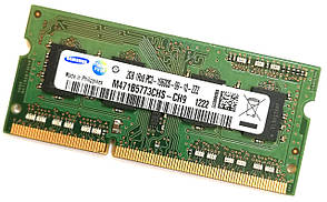 Оперативная память для ноутбука Samsung SODIMM DDR3 2Gb 1333MHz 10600S CL9 (M471B5773CHS-CH9) Б/У МИНУС