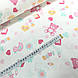Тканина поплін рожеві ведмедики з кубиками та ґудзиками на білому (ТУРЦІЯ шир. 2,4 м) (R-T-0489), фото 2