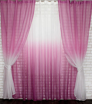 Комплект розтяжка "Омбре", тканина батист, під льон. (2шт. 1,5х2,5м+4х2,5м) Колір рожевий з білим 10-012