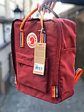Рюкзак Fjallraven Kanken classic 16L Канкен класик 16 л Ox Red Rainbow з райдужними ручками, фото 4