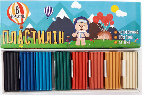 Пластилін для ліплення "Мішутка" 8 кольорів (200 гр) для дітей (дитячий) ПЛ-005-МВ KNZ, фото 3
