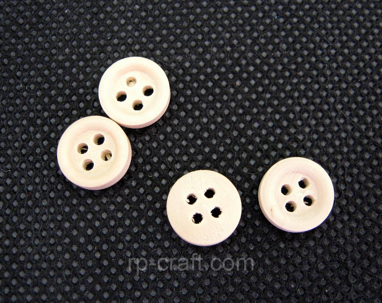 Гудзик  дерев'яний, круглий, світлий, 10 мм, фото 1