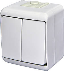 Вимикач 2-кнопковий ETI VHE-2 білий IP54 для вулиці та приміщень