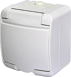 Розетка 1-на Schuko RHE-1s з заземленням IP54, біла ETI - пиловологозахищена