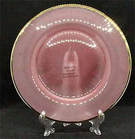 Набор 6 обеденных тарелок из цветного розового стекла Розовая Пантера 26.5 см арт. 9BGA001P2